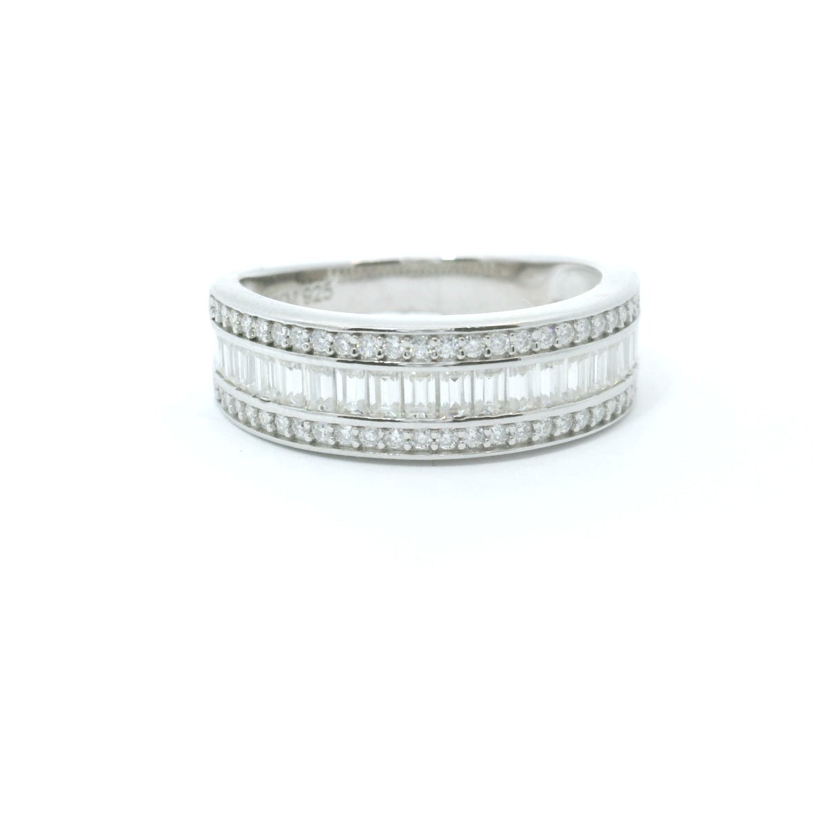 Sterling Silver with Emerald Eternity Ring CTW 1.90 image 0
